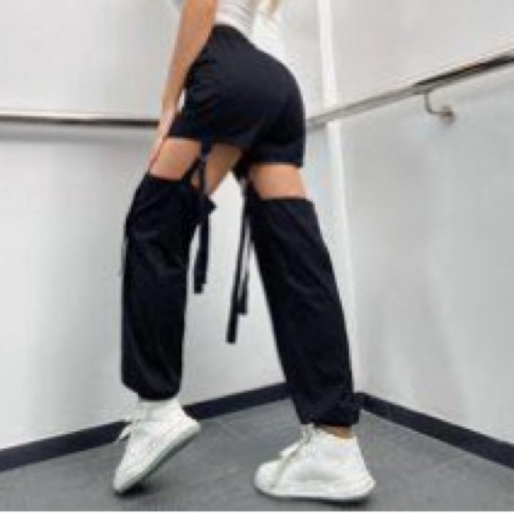 Black Convertible Buckle Pants